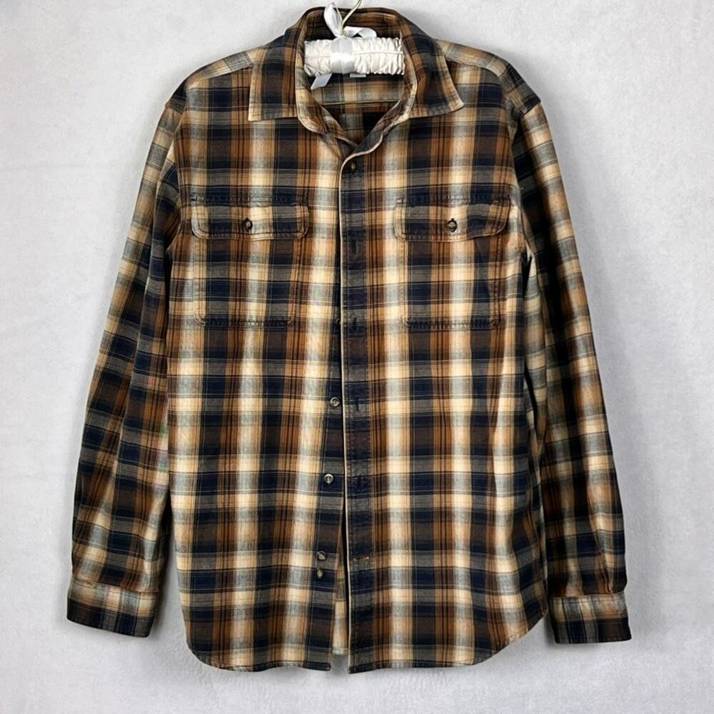 Carhartt Brown Flannel Plaid Shirt Men's M Regular Fit Long Sleeve Button Up